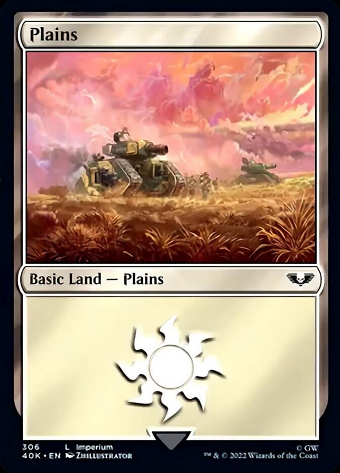 Plains (306) (Surge Foil) [Warhammer 40,000] | I Want That Stuff Brandon