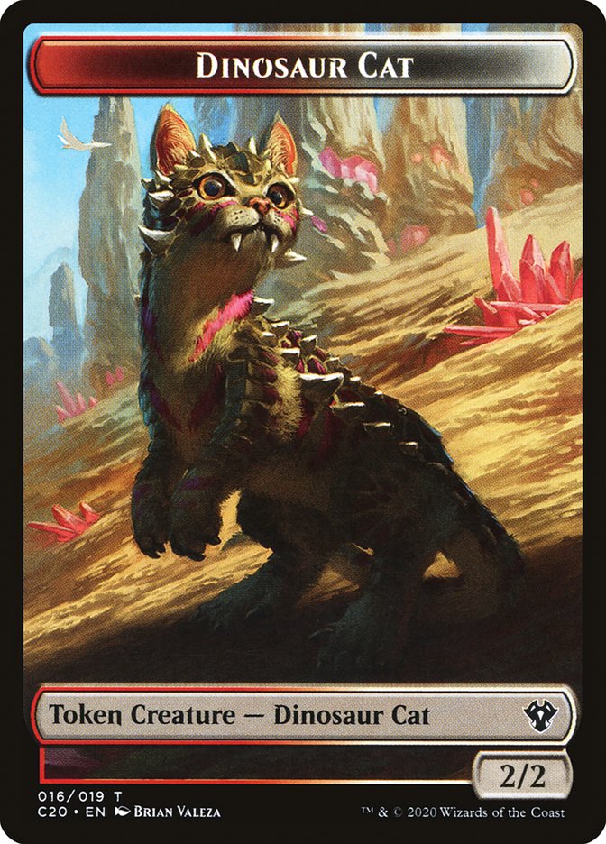 Bird // Dinosaur Cat Double-Sided Token [Commander 2020 Tokens] | I Want That Stuff Brandon