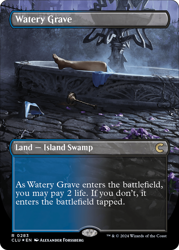 Watery Grave (Borderless) [Ravnica: Clue Edition] | I Want That Stuff Brandon