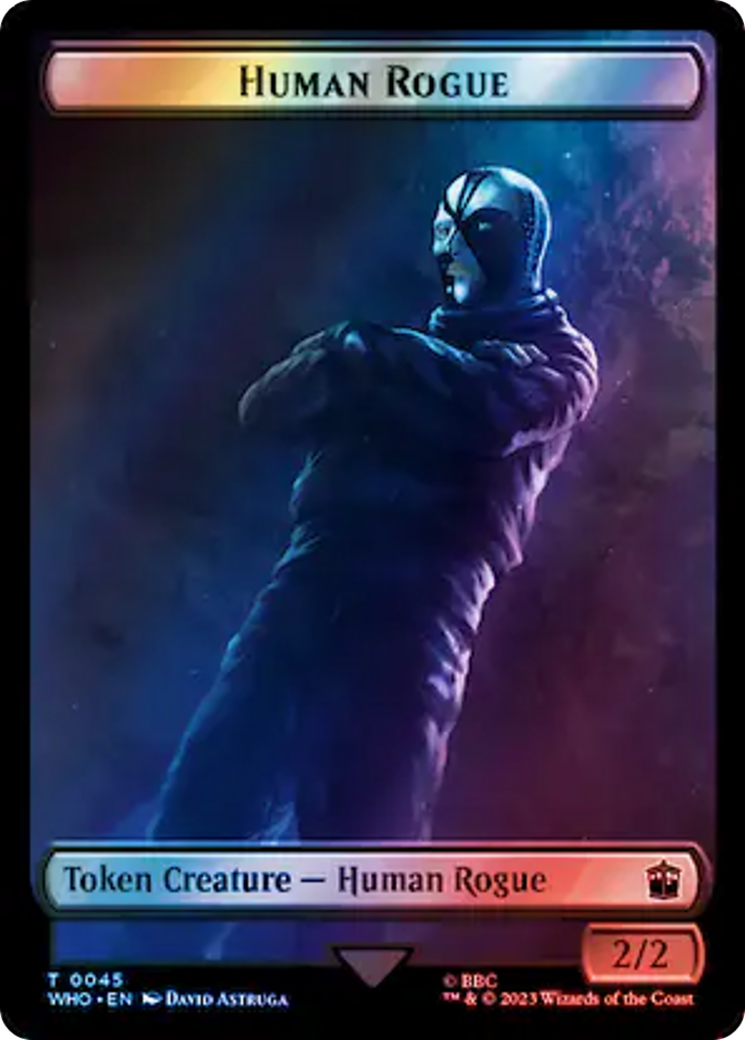 Human Rogue // Dinosaur Double-Sided Token (Surge Foil) [Doctor Who Tokens] | I Want That Stuff Brandon