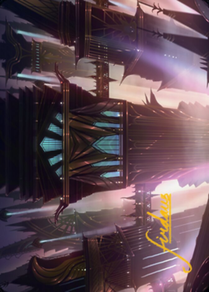 Skybridge Towers Art Card (Gold-Stamped Signature) [Streets of New Capenna Art Series] | I Want That Stuff Brandon