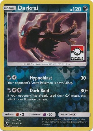 Darkrai (87/147) (League Promo) [Sun & Moon: Burning Shadows] | I Want That Stuff Brandon