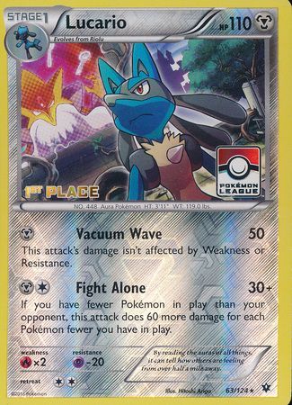 Lucario (63/124) (League Promo 1st Place) [XY: Fates Collide] | I Want That Stuff Brandon