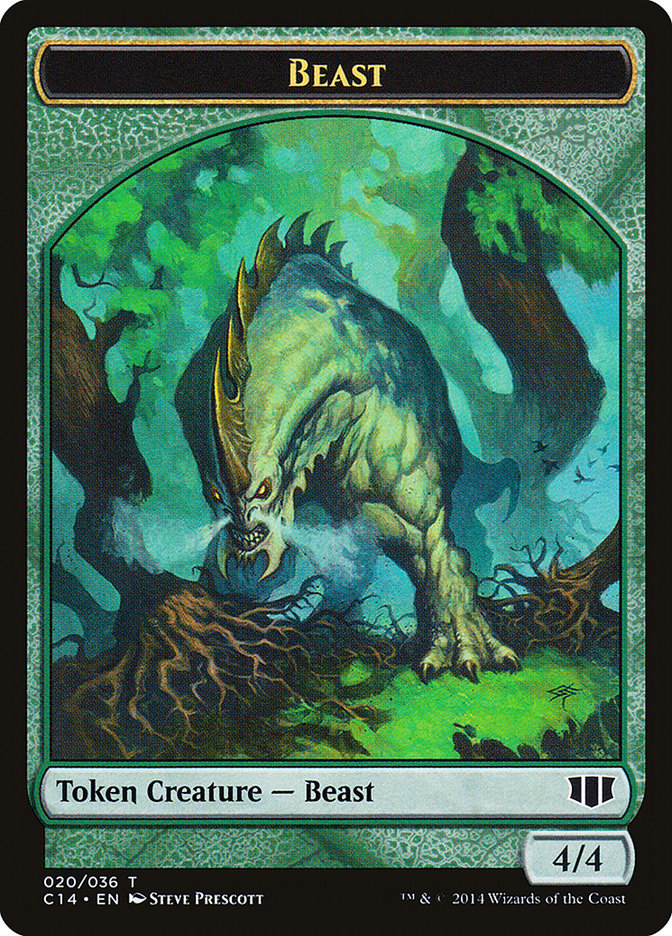 Elf Druid // Beast (020/036) Double-Sided Token [Commander 2014 Tokens] | I Want That Stuff Brandon