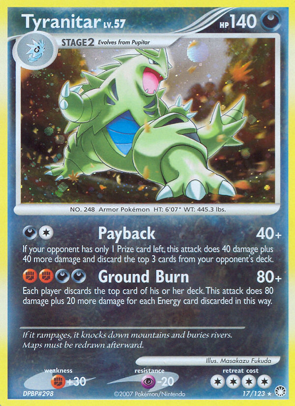 Tyranitar (17/123) [Diamond & Pearl: Mysterious Treasures] | I Want That Stuff Brandon