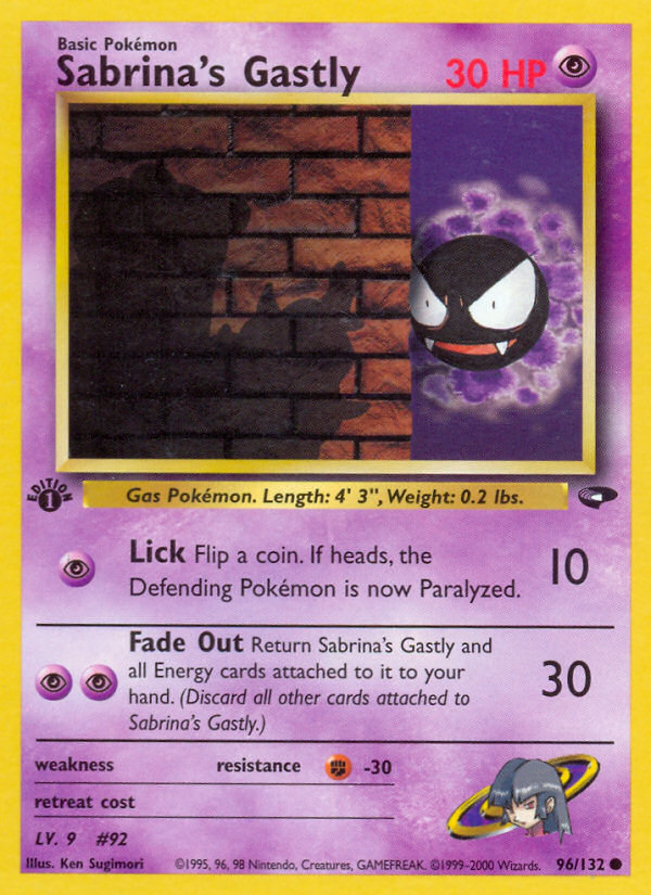 Sabrina's Gastly (96/132) [Gym Challenge 1st Edition] | I Want That Stuff Brandon