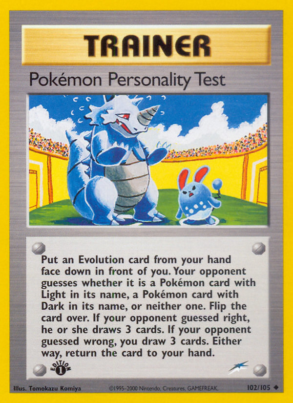 Pokemon Personality Test (102/105) [Neo Destiny 1st Edition] | I Want That Stuff Brandon