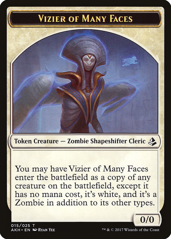 Vizier of Many Faces // Zombie Double-Sided Token [Amonkhet Tokens] | I Want That Stuff Brandon