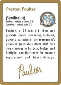 1996 Preston Poulter Biography Card [World Championship Decks] | I Want That Stuff Brandon