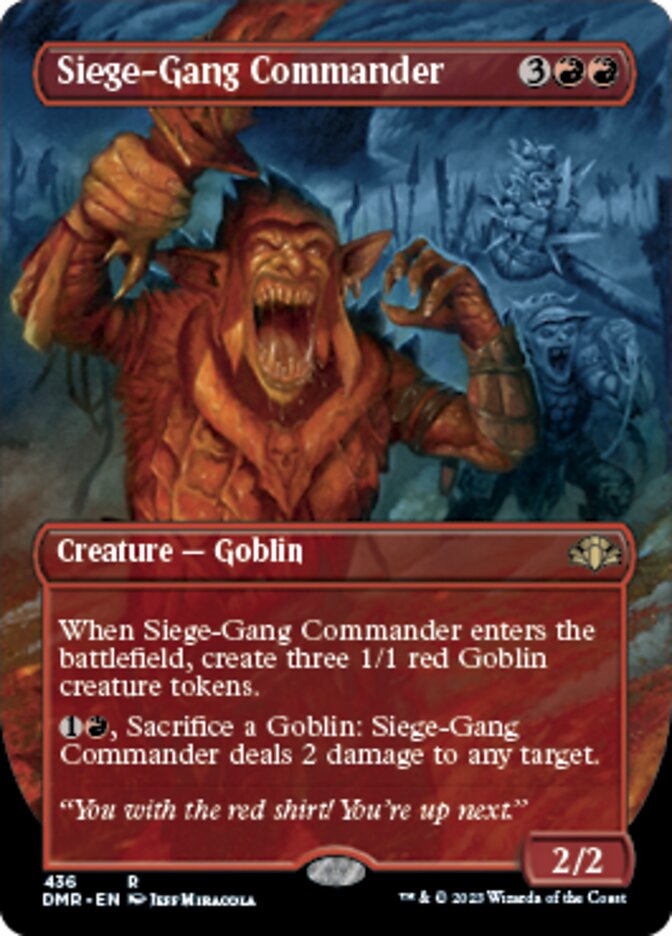 Siege-Gang Commander (Borderless Alternate Art) [Dominaria Remastered] | I Want That Stuff Brandon