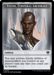 Clue // Emblem - Teferi, Temporal Archmage Double-Sided Token [Commander Masters Tokens] | I Want That Stuff Brandon