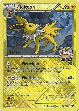 Jolteon (37/108) (Regional Championship 2013 Promo Staff) [Black & White: Dark Explorers] | I Want That Stuff Brandon