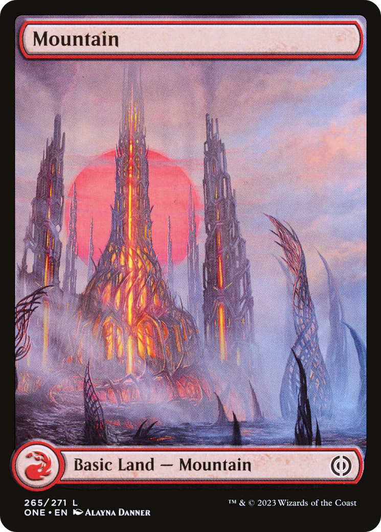 Mountain (265) (Full-Art) [Phyrexia: All Will Be One] | I Want That Stuff Brandon