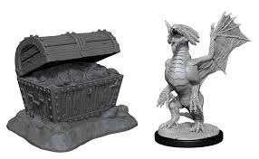 D&D Nolzur's Marvelous Primed Bronze Dragon Wyrmling & Pile of Sea Found Treasure Miniature | I Want That Stuff Brandon