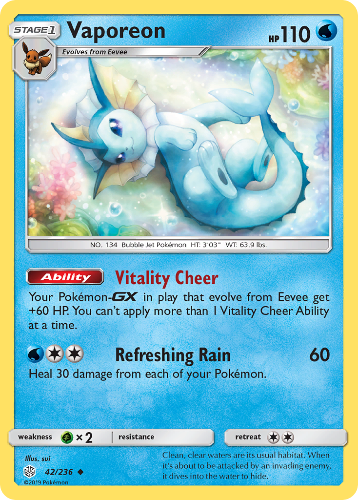 Vaporeon (42/236) [Sun & Moon: Cosmic Eclipse] | I Want That Stuff Brandon