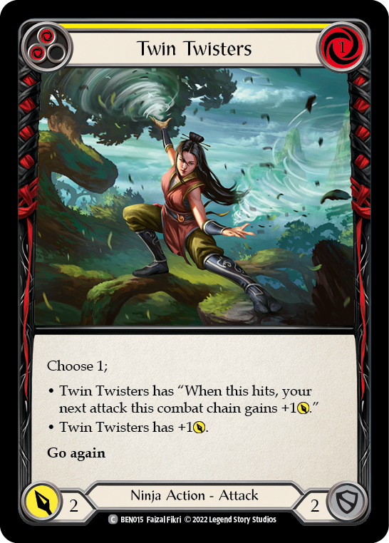 Twin Twisters (Yellow) [BEN015] (Outsiders Benji Blitz Deck) | I Want That Stuff Brandon