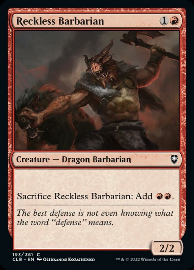Reckless Barbarian [Commander Legends: Battle for Baldur's Gate] | I Want That Stuff Brandon