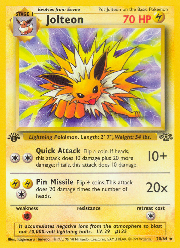 Jolteon (20/64) [Jungle 1st Edition] | I Want That Stuff Brandon