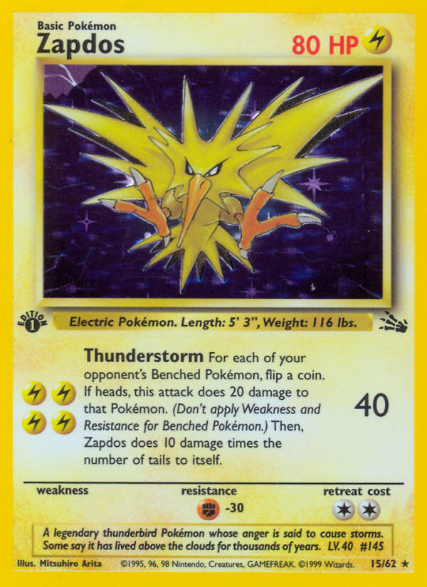 Zapdos (15/62) [Fossil 1st Edition] | I Want That Stuff Brandon