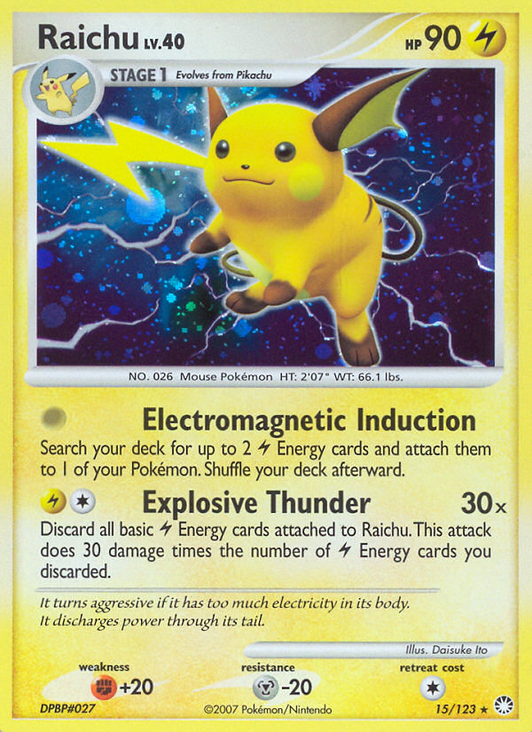 Raichu (15/123) [Diamond & Pearl: Mysterious Treasures] | I Want That Stuff Brandon