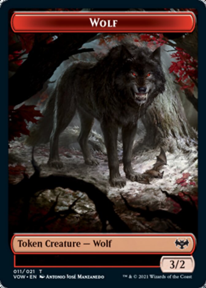 Wolf (011) // Spirit (002) Double-Sided Token [Innistrad: Crimson Vow Tokens] | I Want That Stuff Brandon