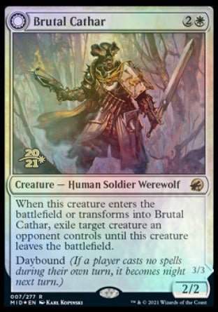 Brutal Cathar // Moonrage Brute [Innistrad: Midnight Hunt Prerelease Promos] | I Want That Stuff Brandon