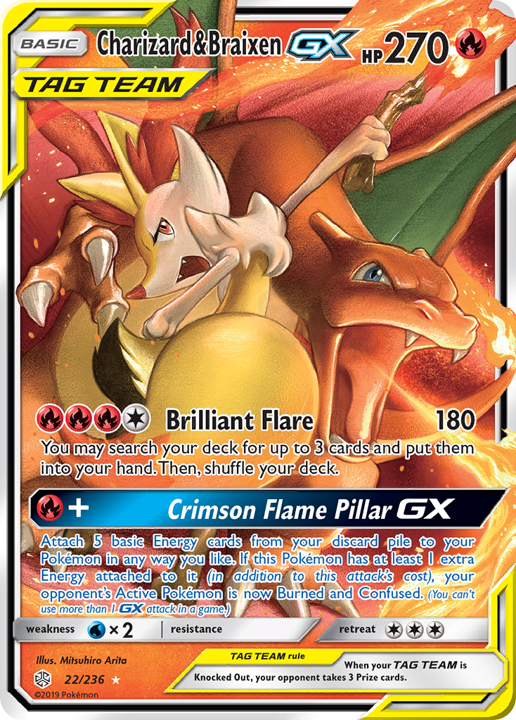 Charizard & Braixen GX (22/236) [Sun & Moon: Cosmic Eclipse] | I Want That Stuff Brandon