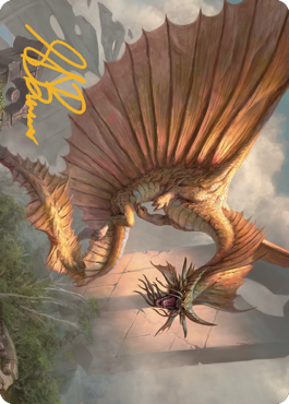 Ancient Gold Dragon Art Card (28) (Gold-Stamped Signature) [Commander Legends: Battle for Baldur's Gate Art Series] | I Want That Stuff Brandon