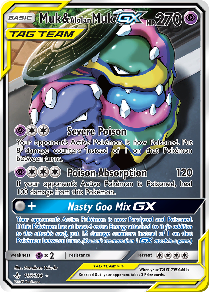 Muk & Alolan Muk GX (197/214) [Sun & Moon: Unbroken Bonds] | I Want That Stuff Brandon