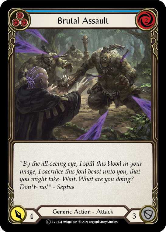 Brutal Assault (Blue) (Rainbow Foil) [CRU194-RF] Unlimited Rainbow Foil | I Want That Stuff Brandon