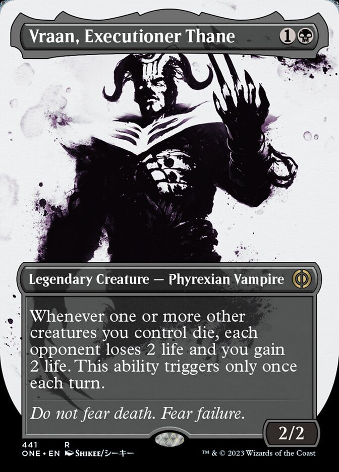 Vraan, Executioner Thane (Borderless Ichor Step-and-Compleat Foil) [Phyrexia: All Will Be One] | I Want That Stuff Brandon