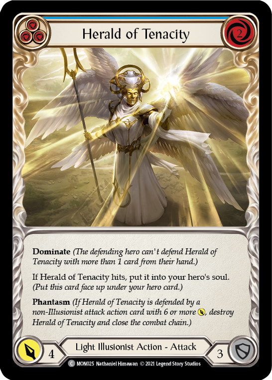 Herald of Tenacity (Blue) [MON025] 1st Edition Normal | I Want That Stuff Brandon