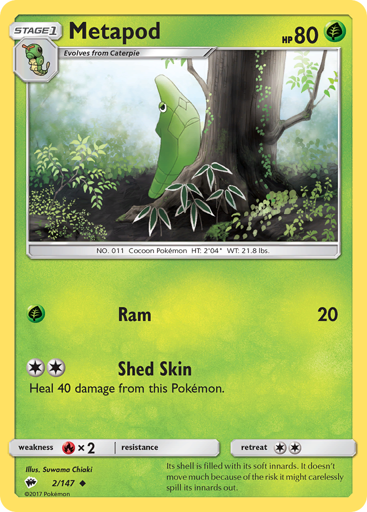 Metapod (2/147) [Sun & Moon: Burning Shadows] | I Want That Stuff Brandon