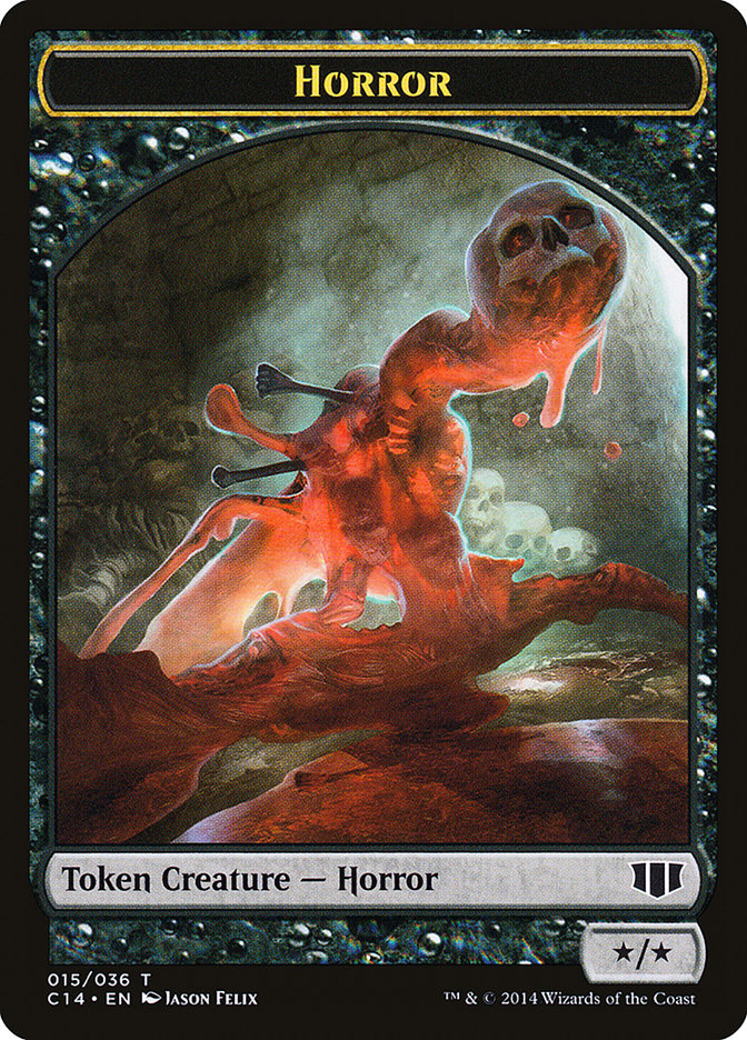 Horror // Zombie (016/036) Double-Sided Token [Commander 2014 Tokens] | I Want That Stuff Brandon