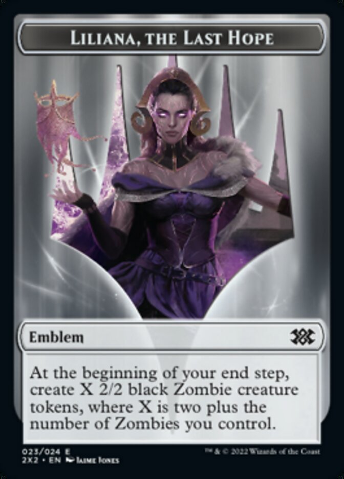 Liliana, the Last Hope Emblem // Spirit (002) Double-Sided Token [Double Masters 2022 Tokens] | I Want That Stuff Brandon