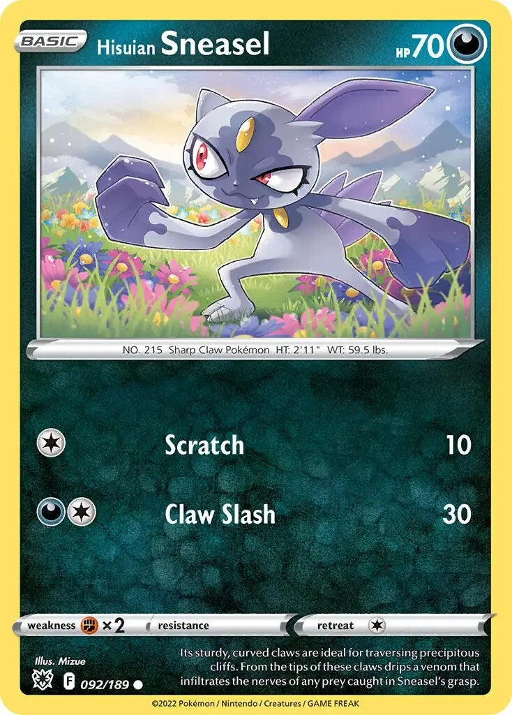 Hisuian Sneasel (092/189) (Theme Deck Exclusive) [Sword & Shield: Astral Radiance] | I Want That Stuff Brandon