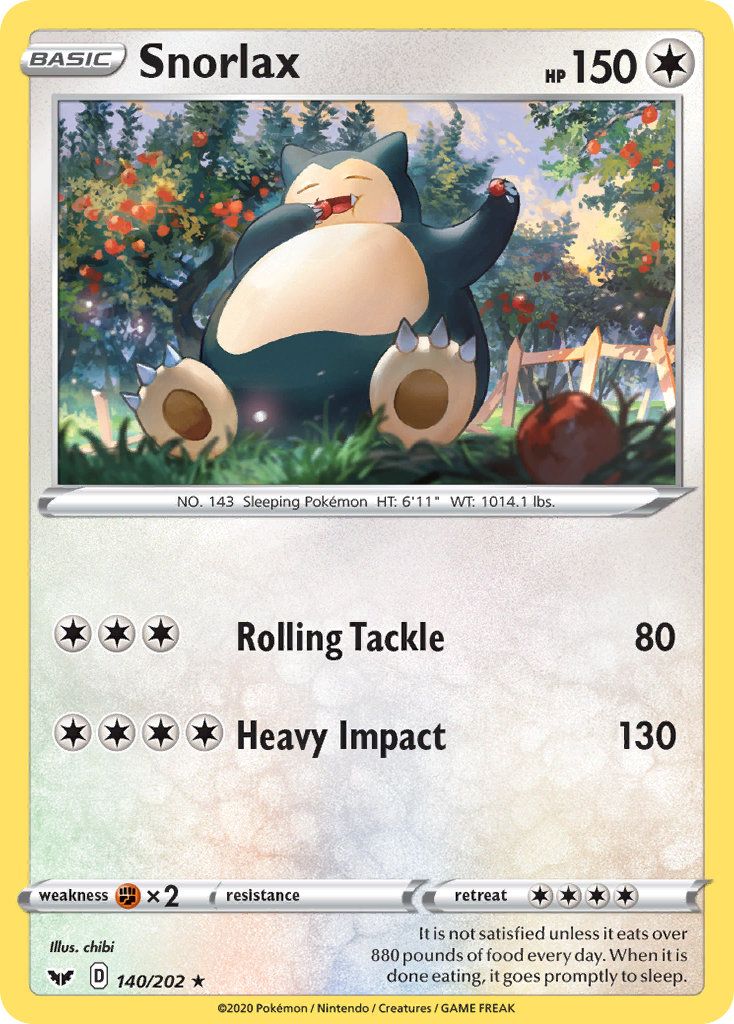 Snorlax (140/202) [Sword & Shield: Base Set] | I Want That Stuff Brandon