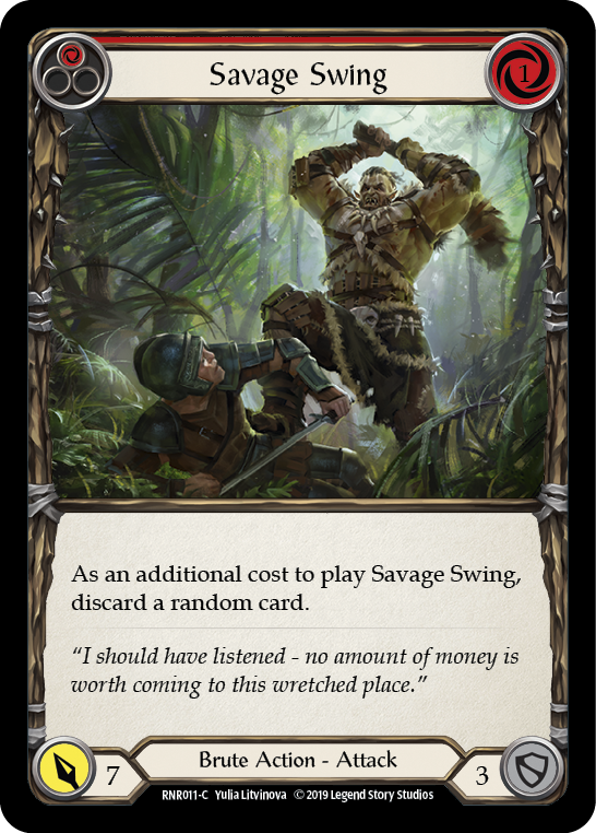 Savage Swing (Red) [RNR011-C] (Rhinar Hero Deck)  1st Edition Normal | I Want That Stuff Brandon