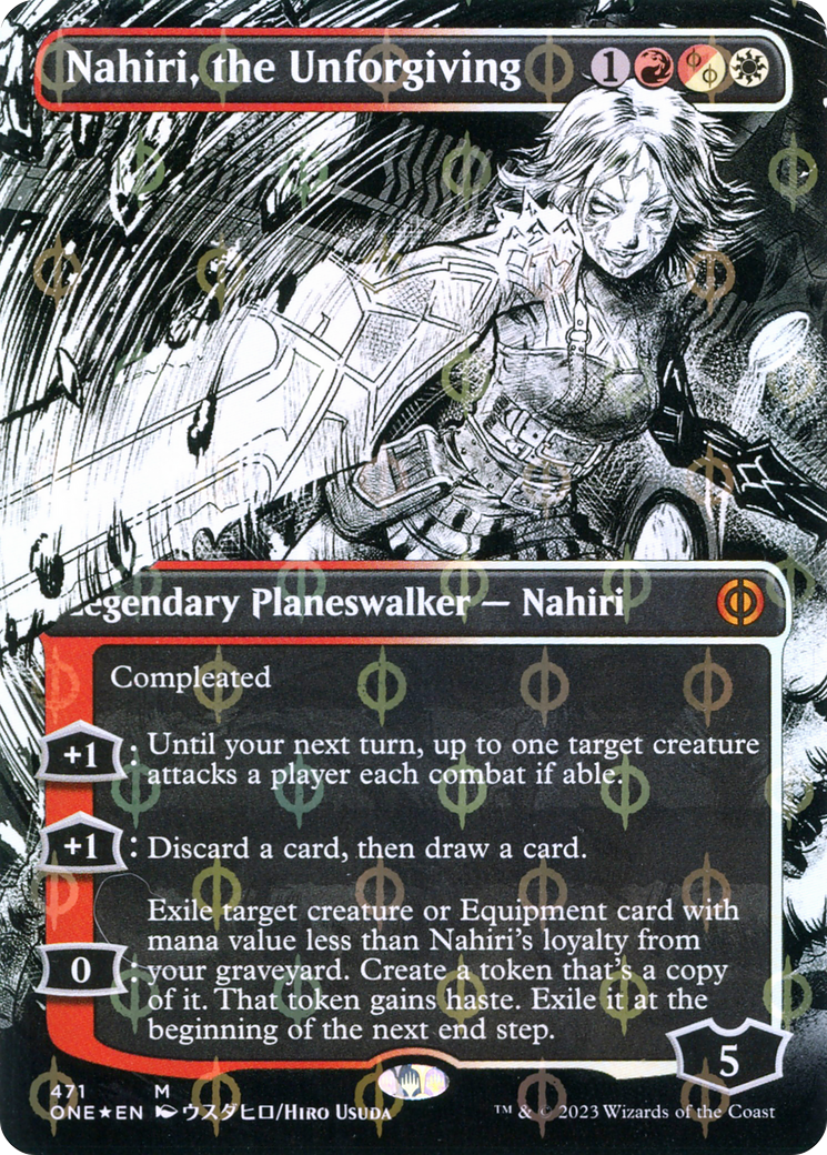 Nahiri, the Unforgiving (Borderless Manga Step-and-Compleat Foil) [Phyrexia: All Will Be One] | I Want That Stuff Brandon