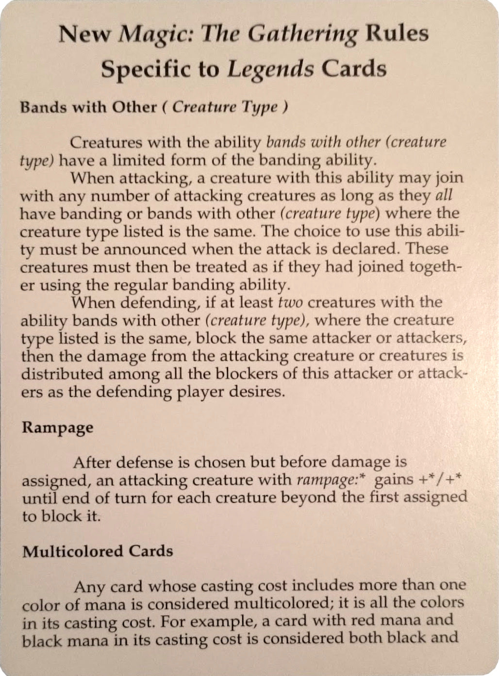 Legends Rules Card [Legends Tokens] | I Want That Stuff Brandon