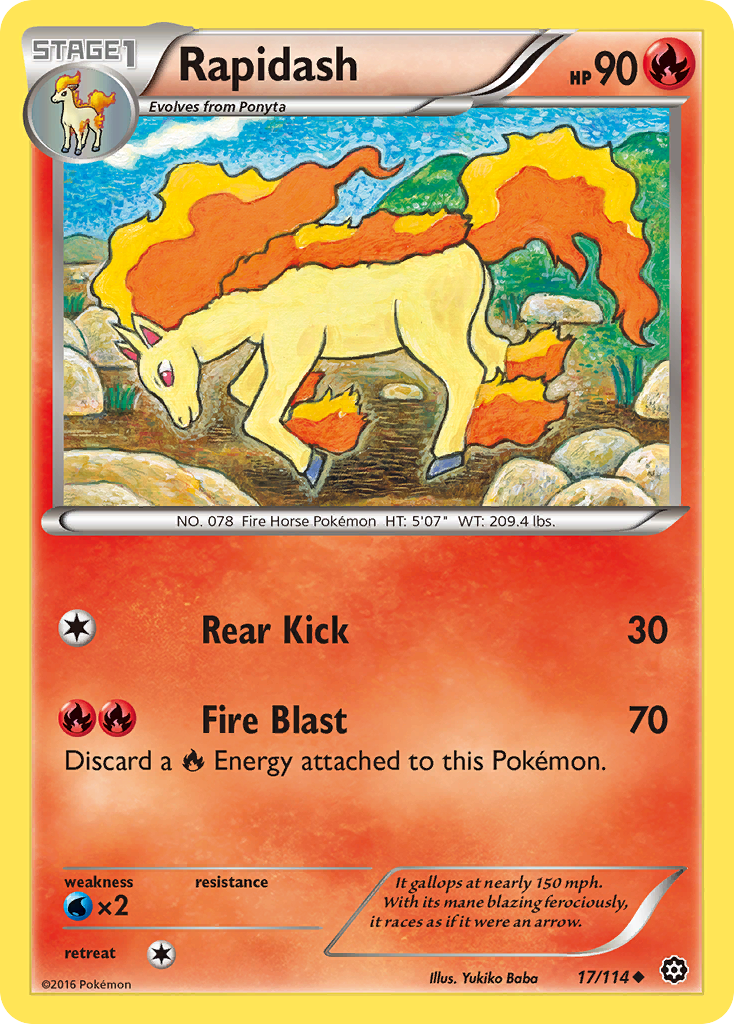 Rapidash (17/114) [XY: Steam Siege] | I Want That Stuff Brandon