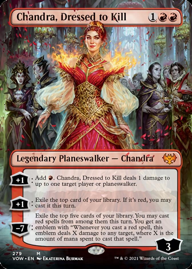 Chandra, Dressed to Kill (Borderless) [Innistrad: Crimson Vow] | I Want That Stuff Brandon