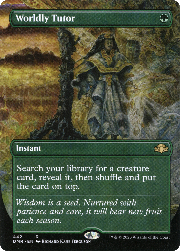 Worldly Tutor (Borderless Alternate Art) [Dominaria Remastered] | I Want That Stuff Brandon