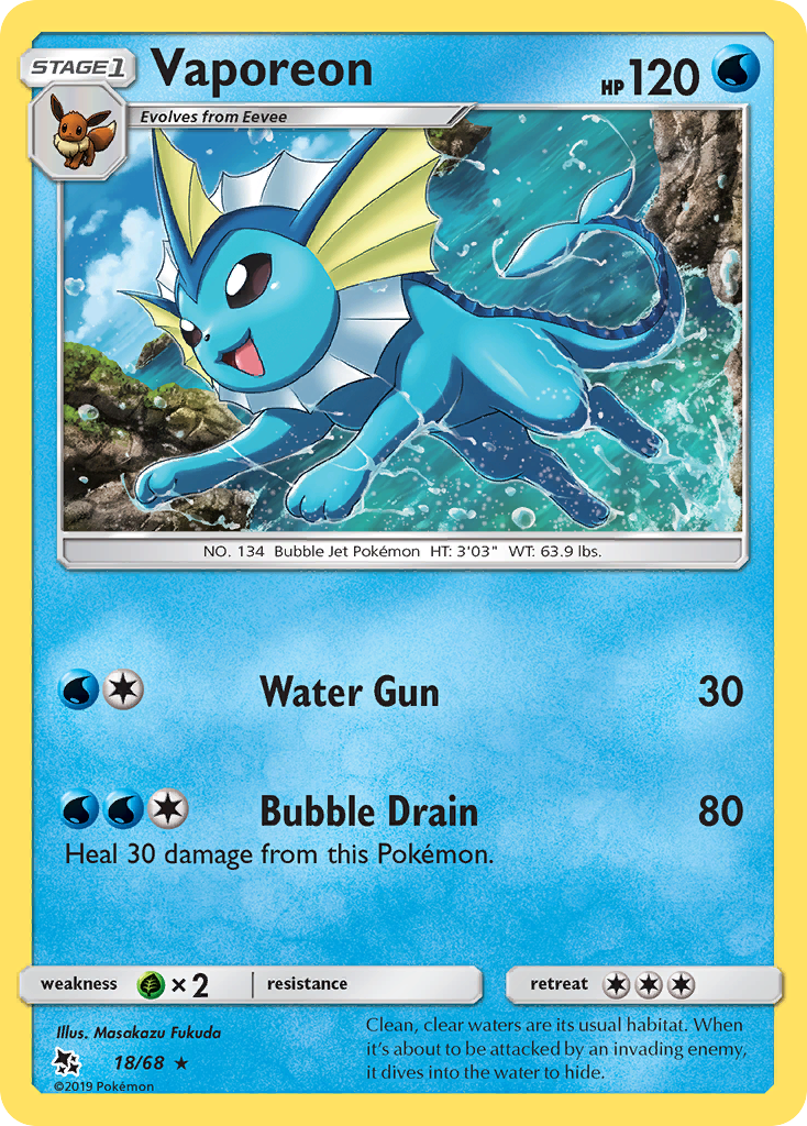 Vaporeon (18/68) [Sun & Moon: Hidden Fates] | I Want That Stuff Brandon